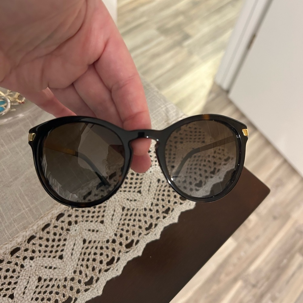 Michael Kors Tortoise Sunglasses with Cream Pebbled Leather Case